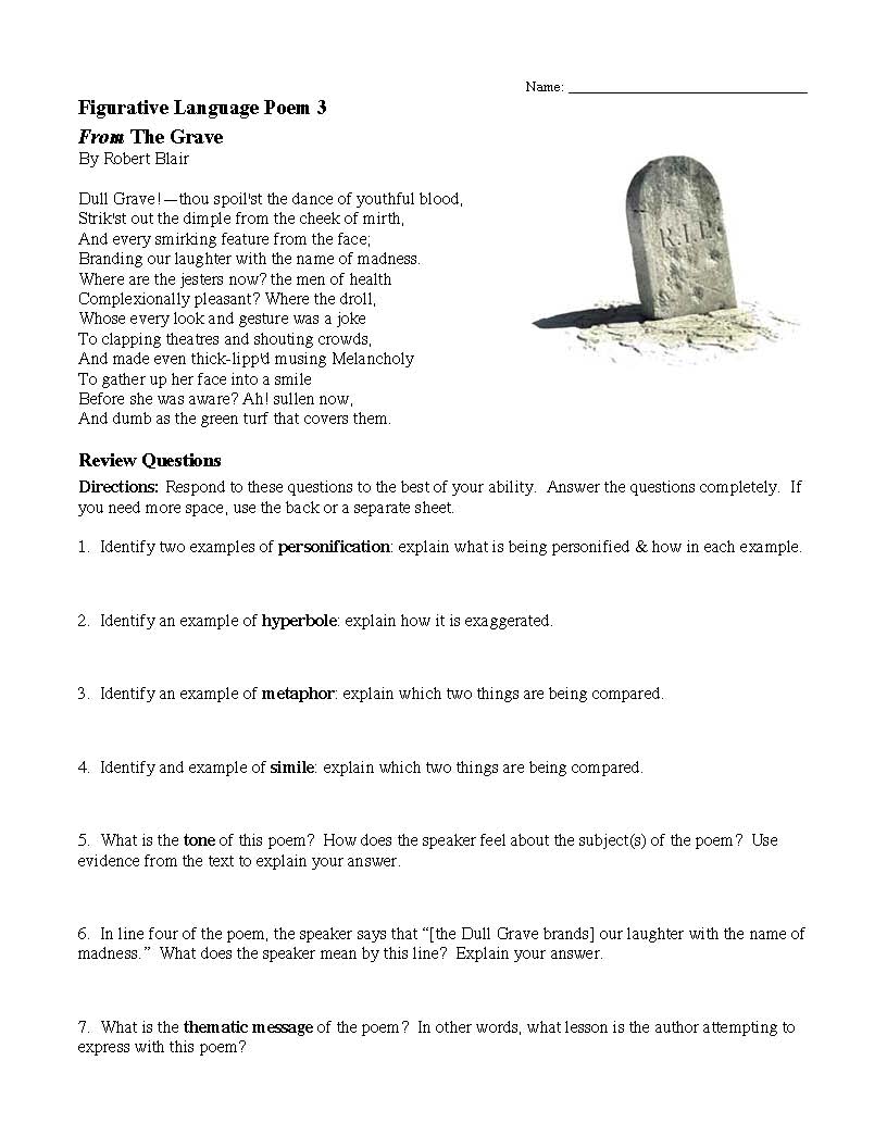 This is a preview image of Figurative Language Poem 3: 'The Grave'. Click on it to enlarge it or view the source file.