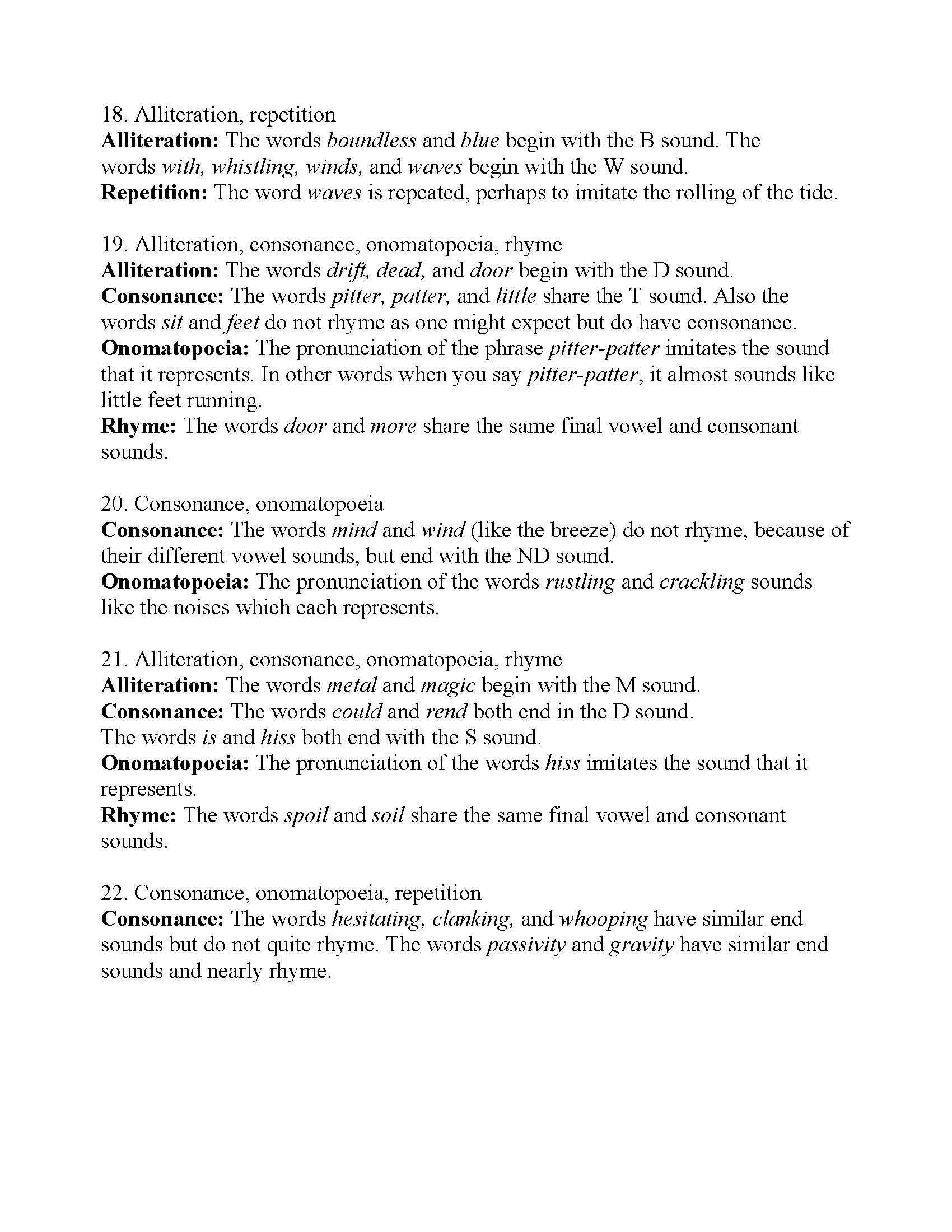 Sound Devices In Poetry Worksheet - Nidecmege