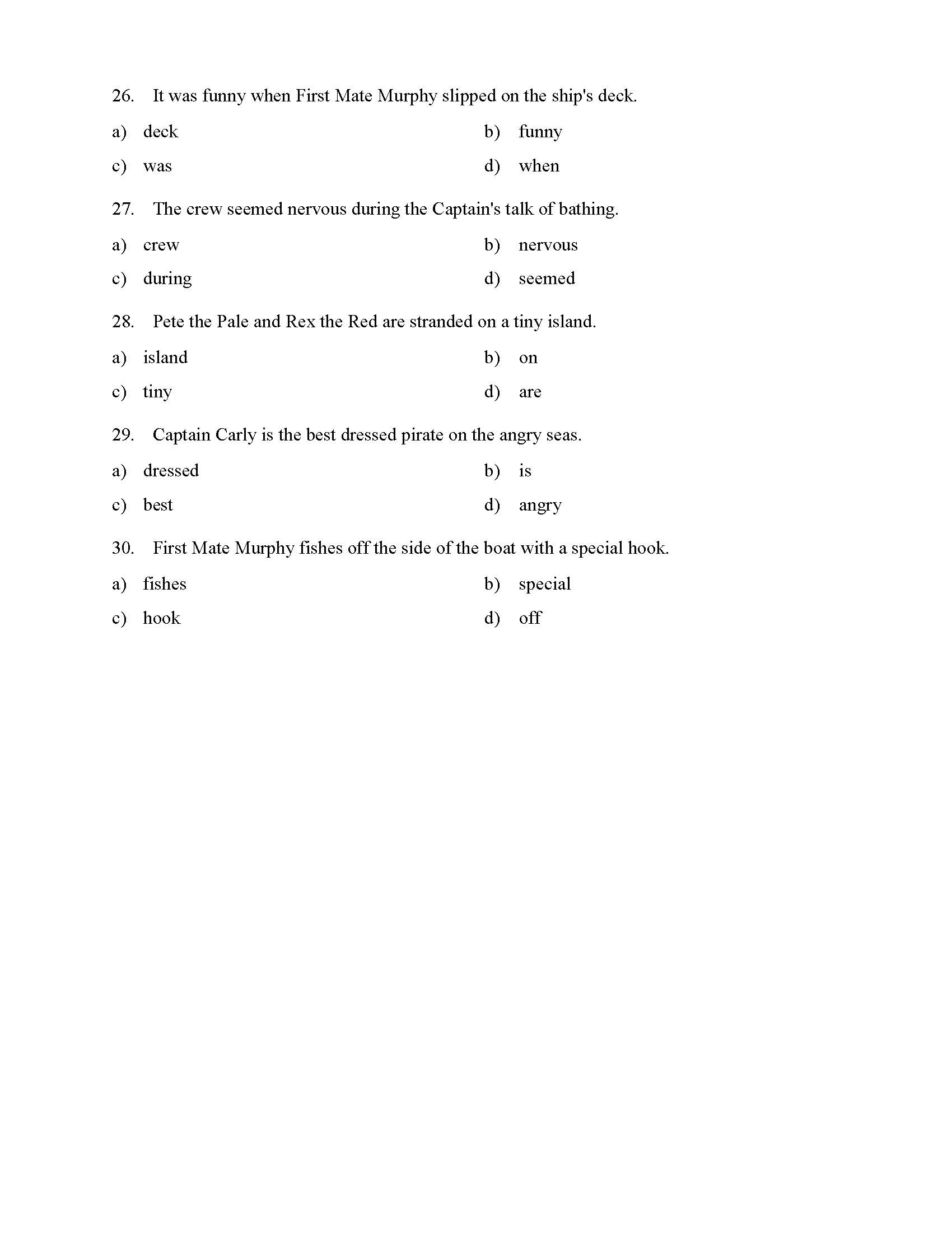 Action Verbs And Verbs Of Being Test 1 Reading Level 1 Preview