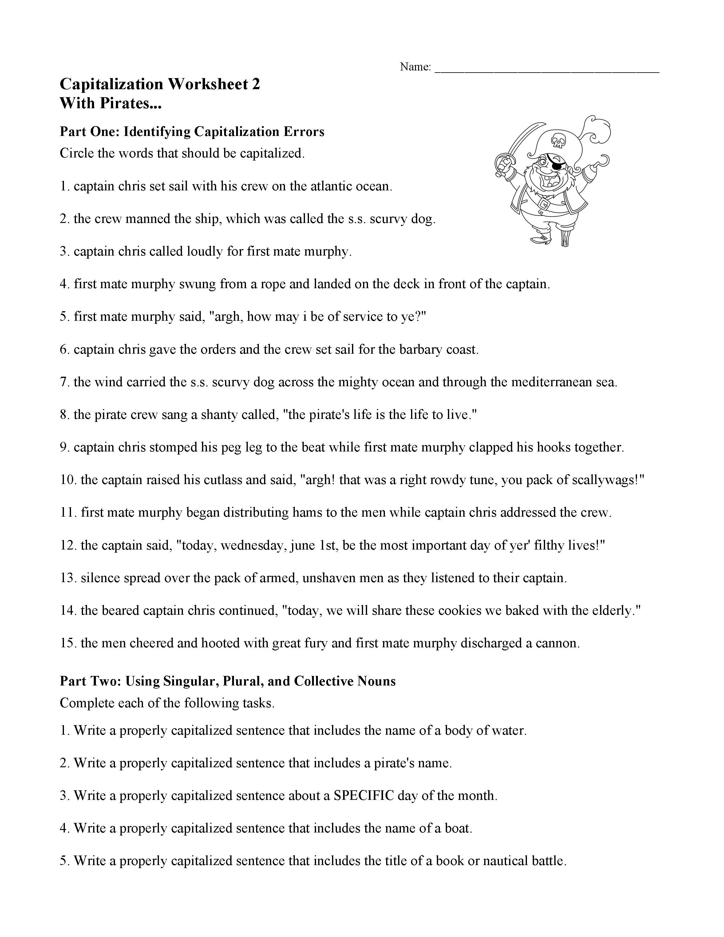 Capitalization Worksheets 1st Grade Printable Word Searches