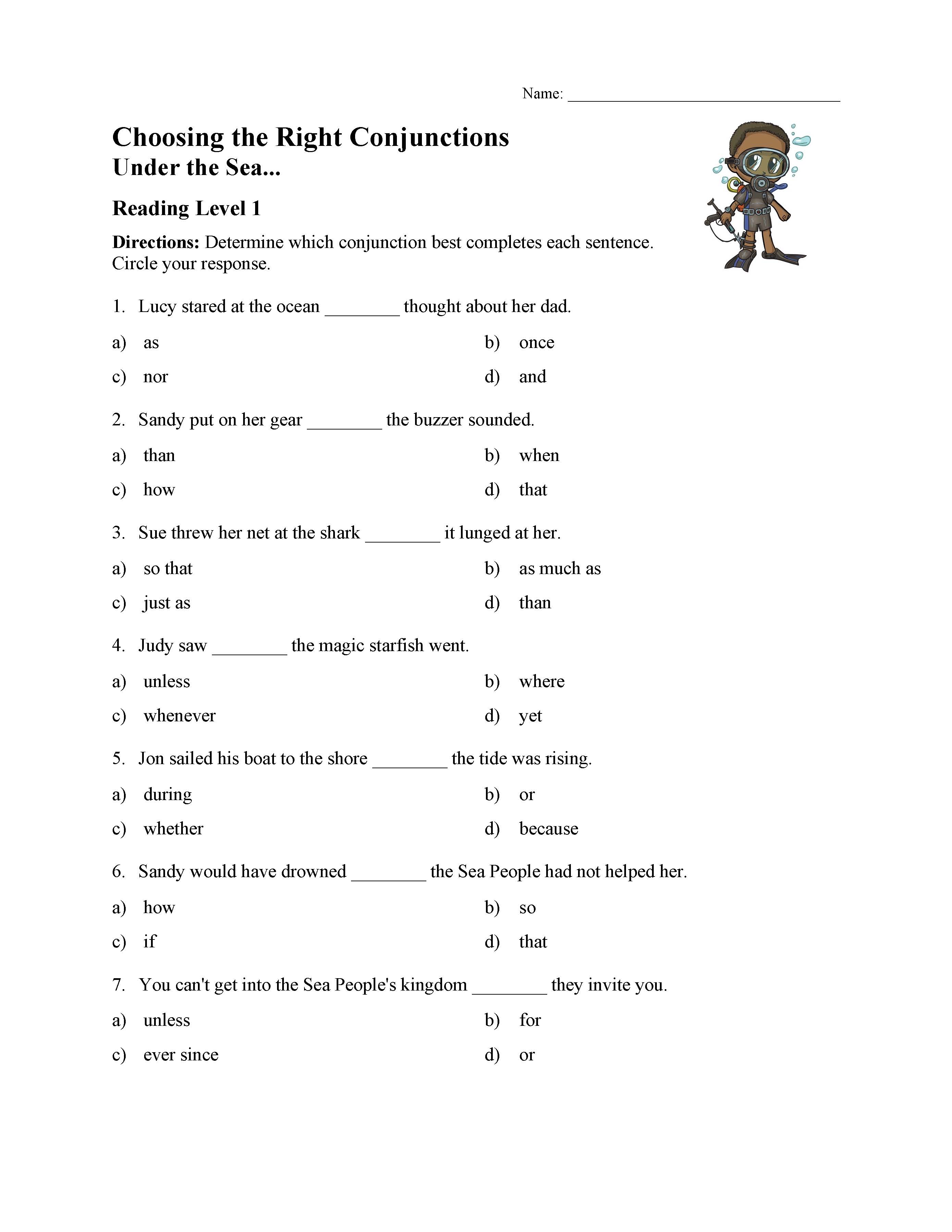 Free Conjunction Worksheets For Grade 2