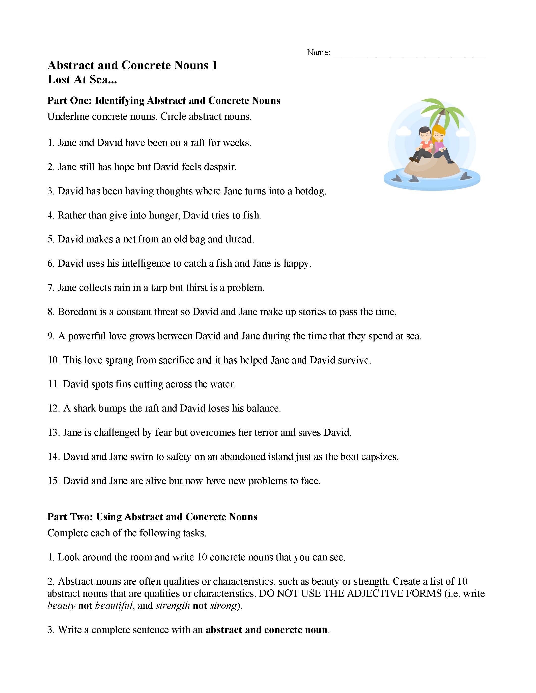 concrete-and-abstract-nouns-worksheet-lost-at-sea-parts-of