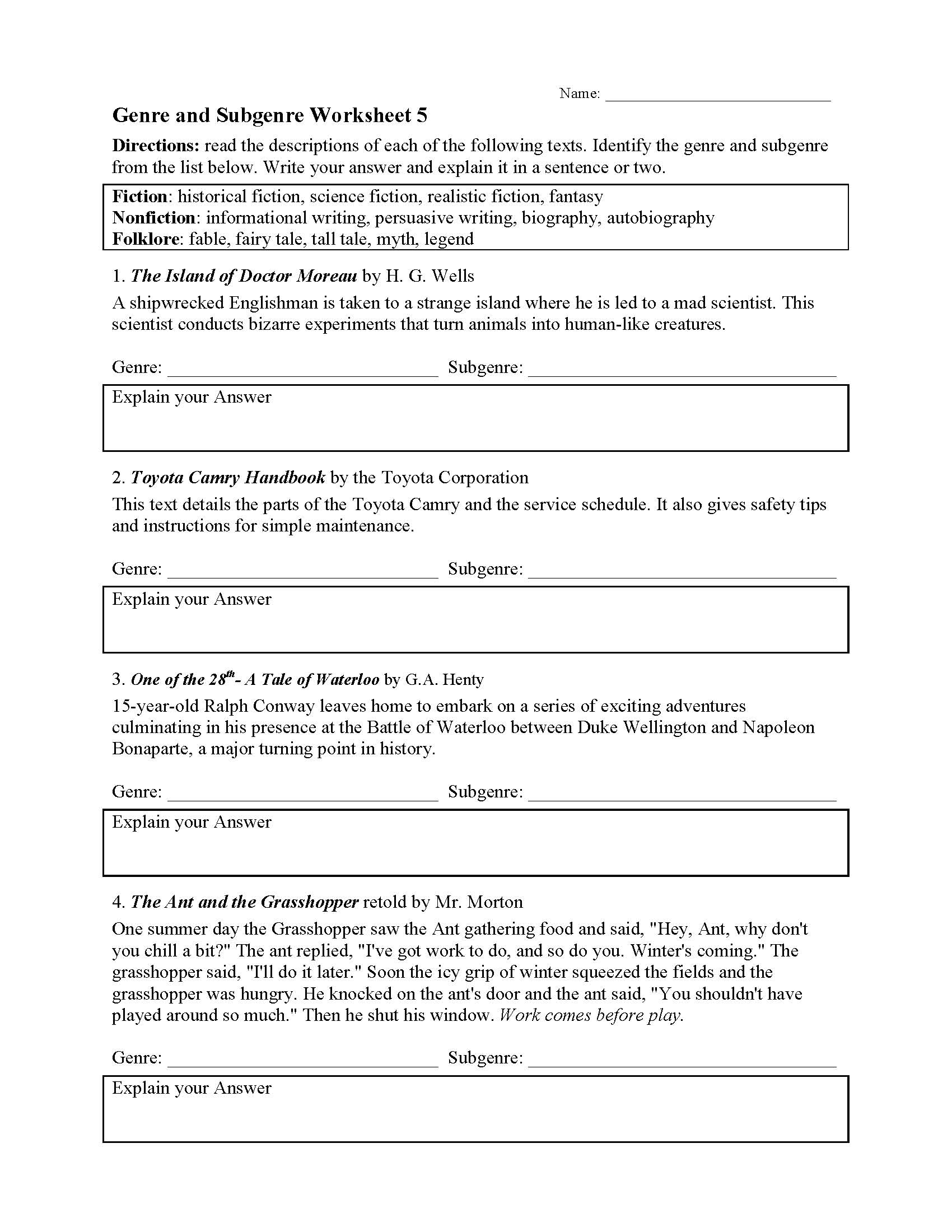 Identifying Parts Of An Experiment Worksheet Nidecmege