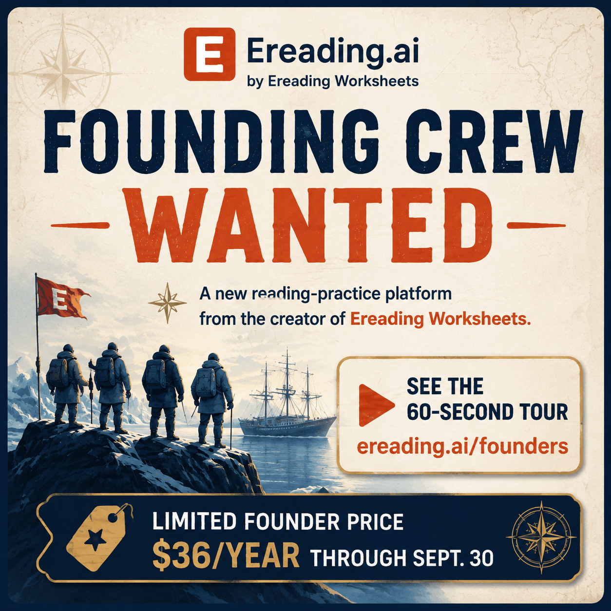 Ereading.ai Founding Crew. Watch the product tour and learn about the Founding Teacher offer.