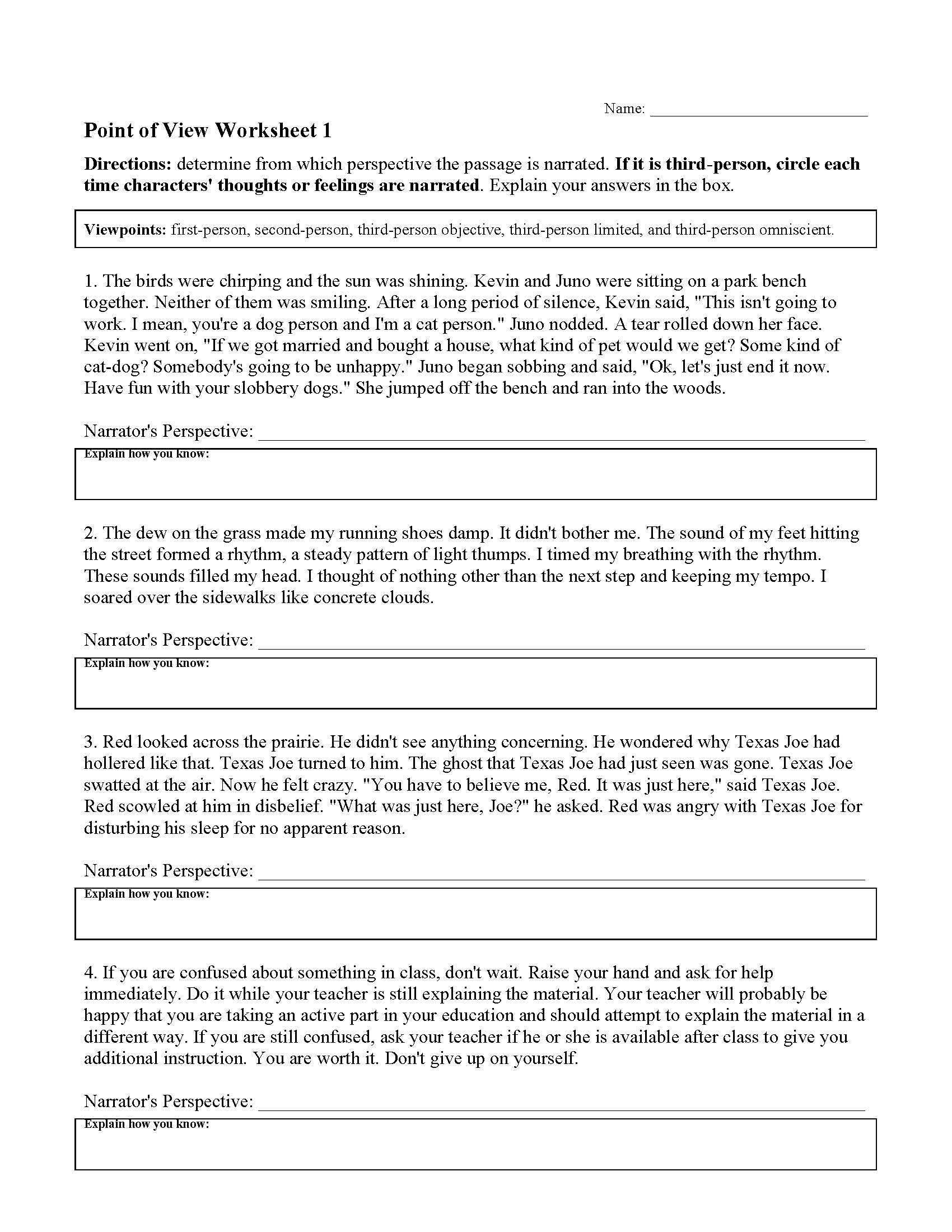 point-of-view-worksheet-3rd-grade
