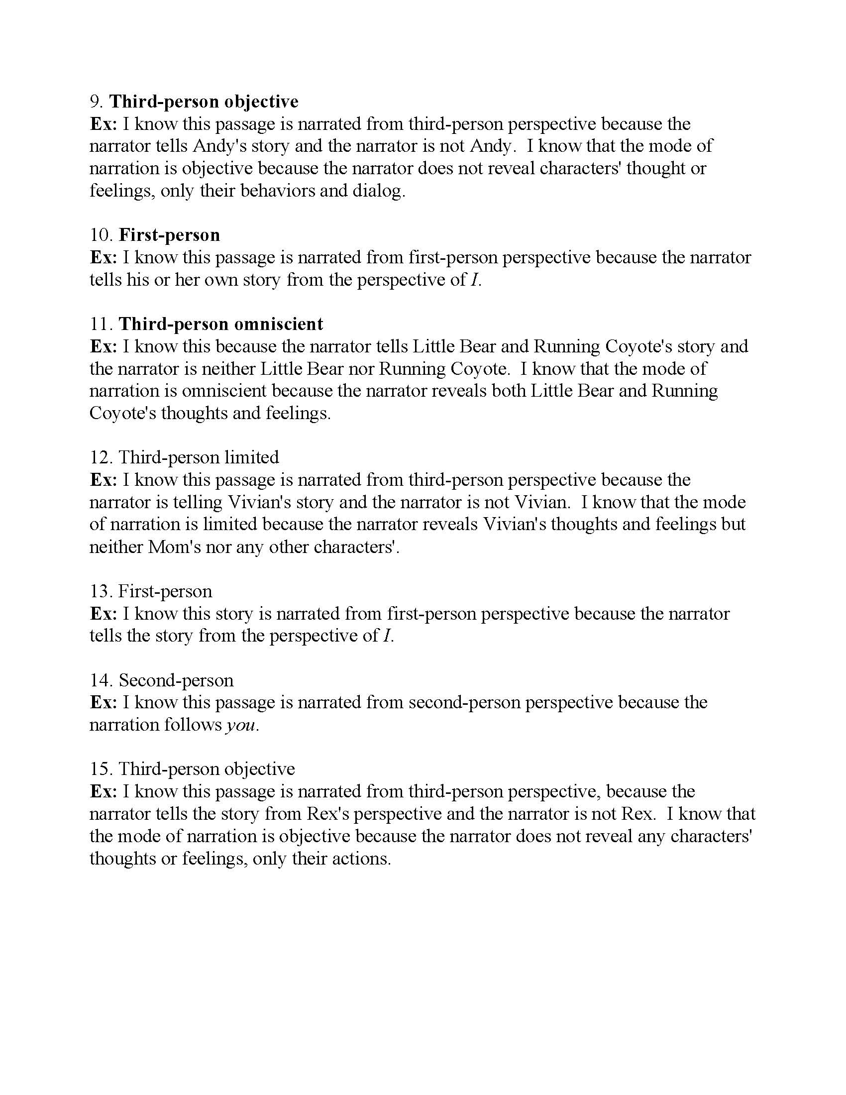 Point Of View Worksheet 11 Answer Key Kidsworksheetfun