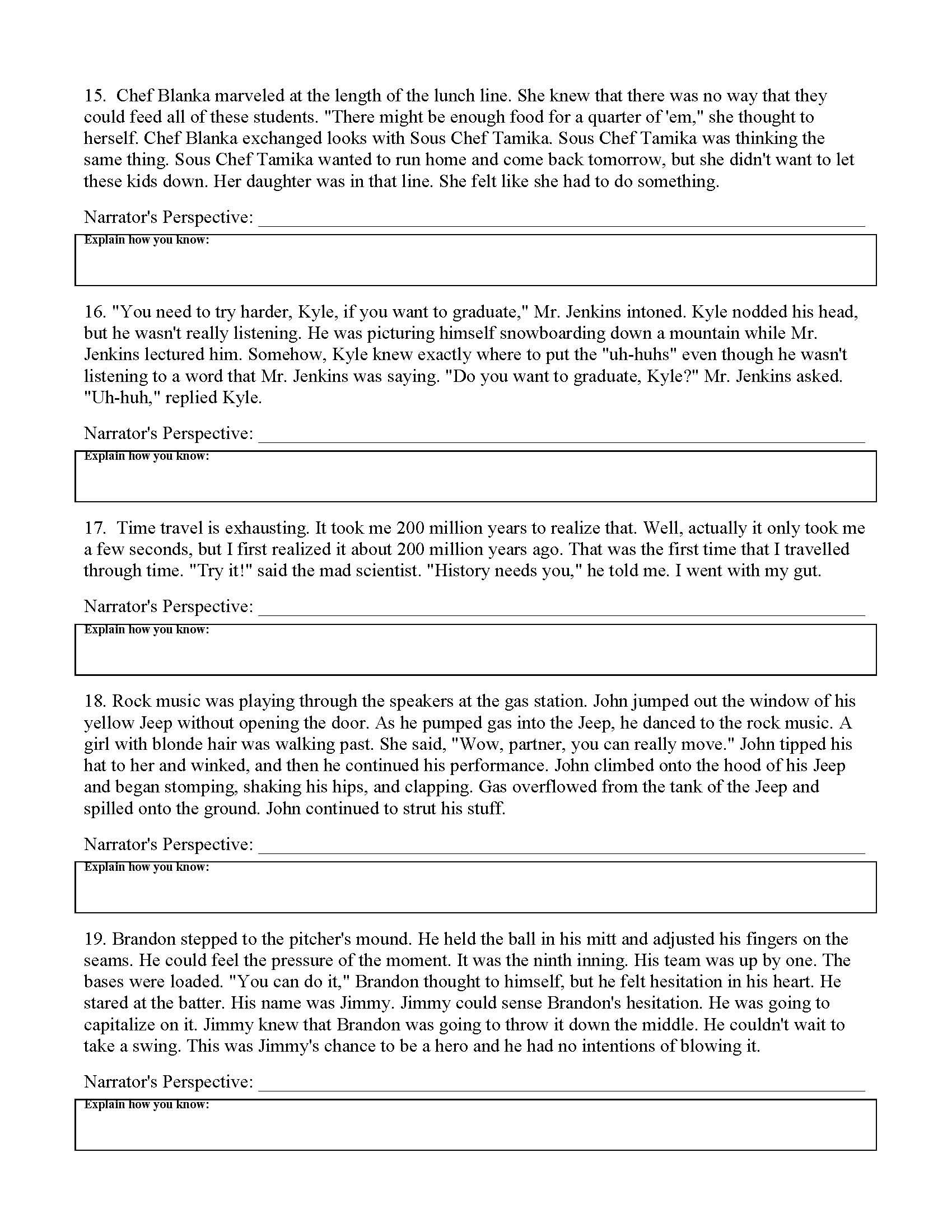 point of view worksheet 7 preview