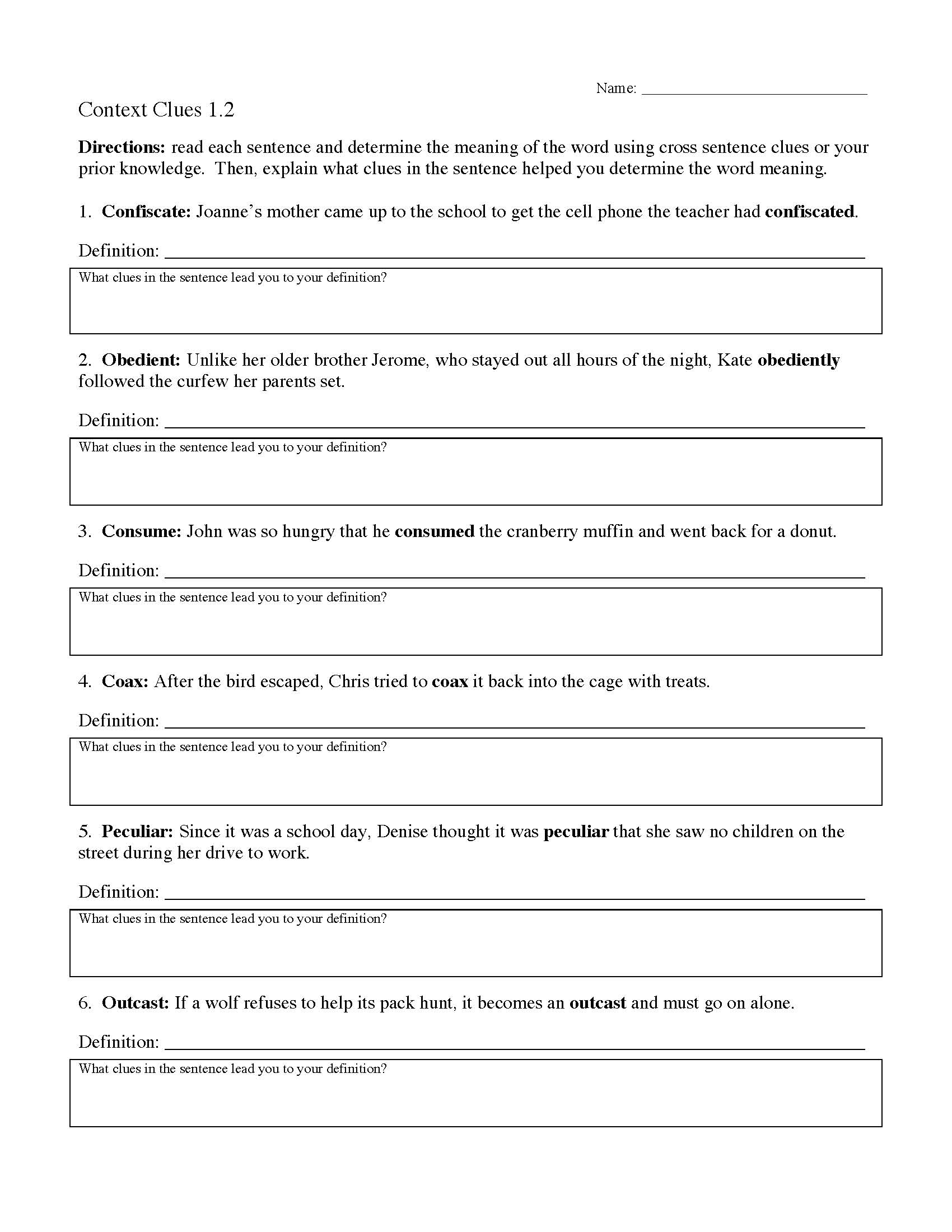 context clues worksheets ereading worksheets