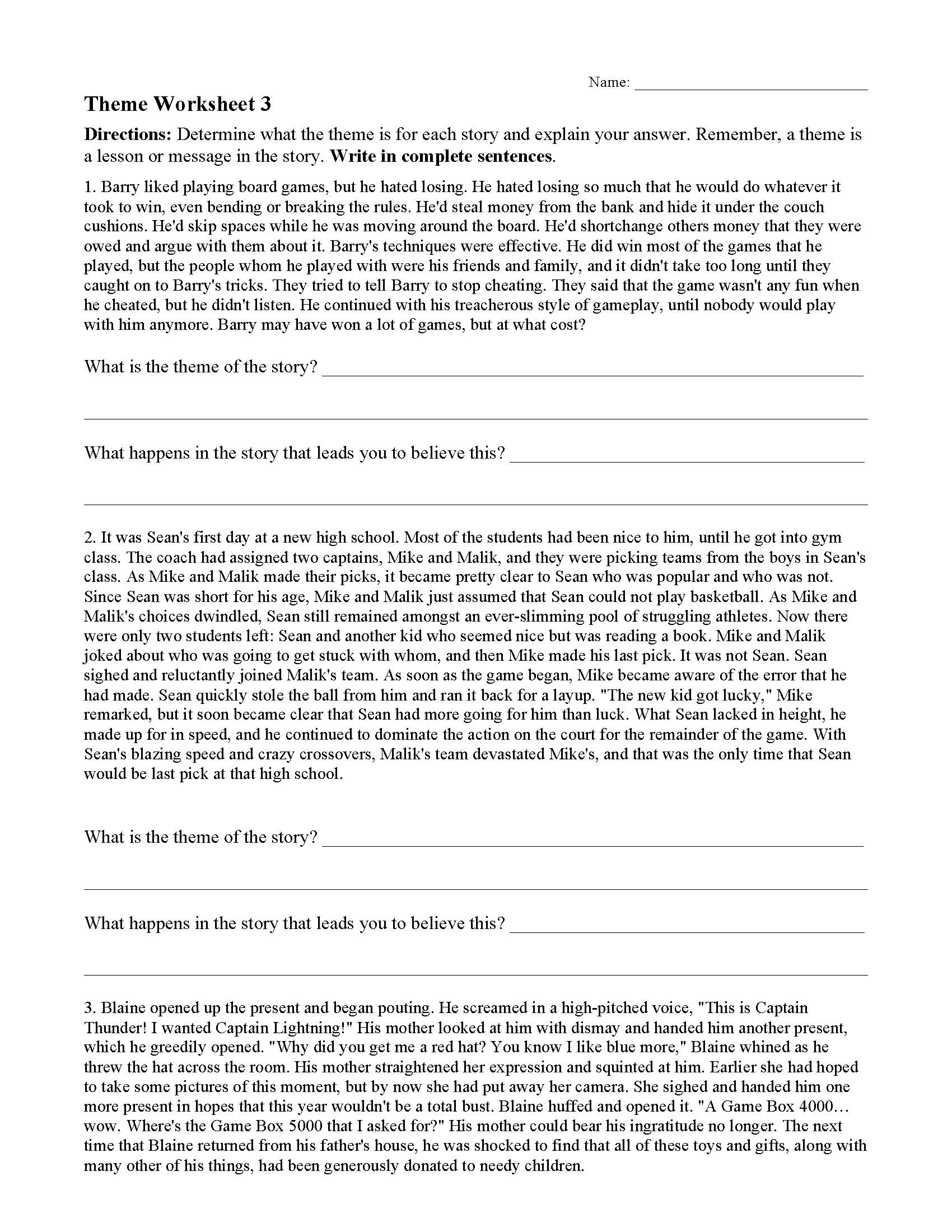 identifying-theme-worksheet-answers-differentiate-between-themes-and