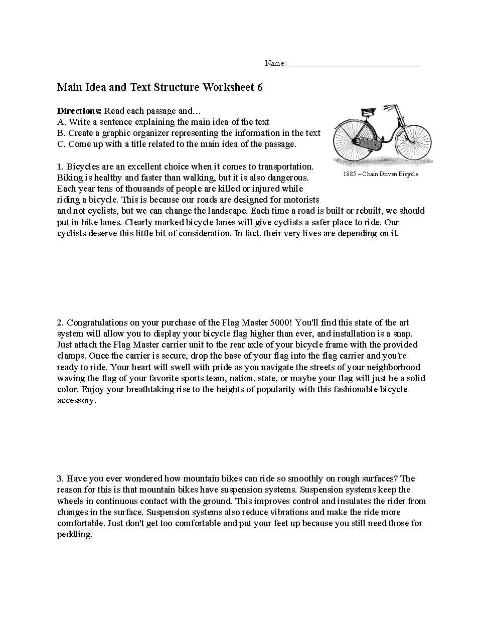 Paragraph Handwriting Practice Worksheet - The Bicycle