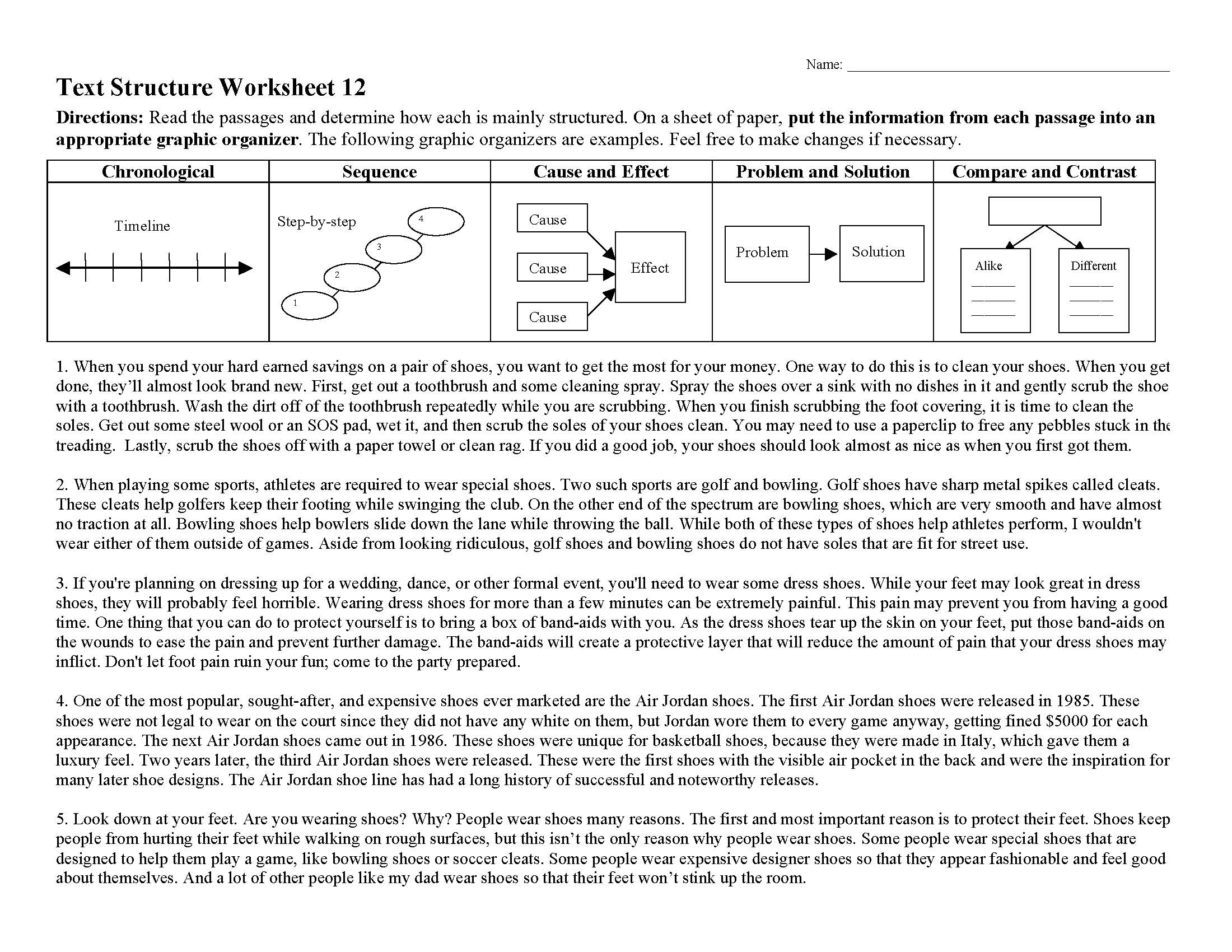 Text Structure Worksheet 12 Preview