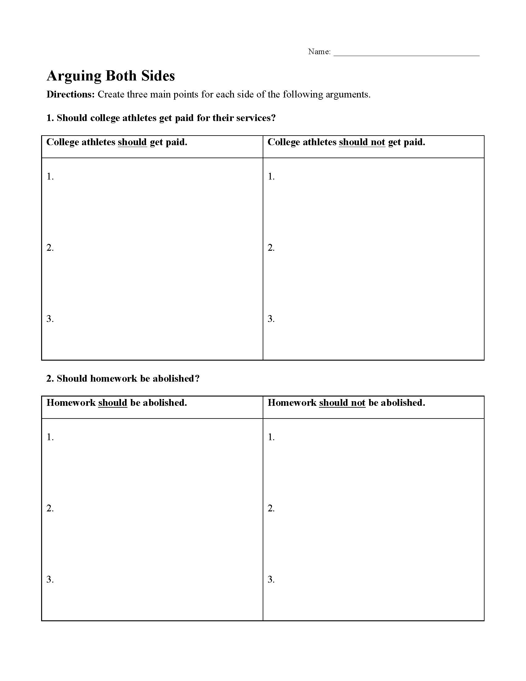 Argumentative essay both sides